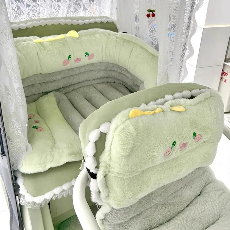 适用于电动电动三轮车座垫毛绒套罩冬季保暖加厚靠背一体爱玛雅迪