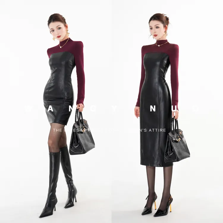 MD定制·依诺【艺术灵光】2025冬季气质长袖时尚休闲百搭修身连衣裙