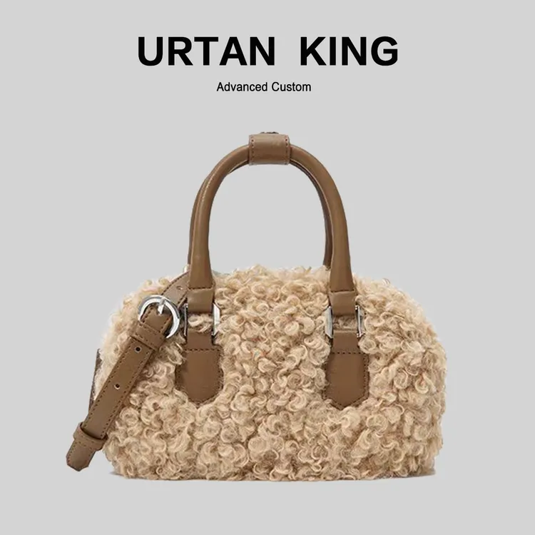 URTAN KING2025秋冬新款毛毛波士顿包小众通勤百搭毛绒手提斜挎包