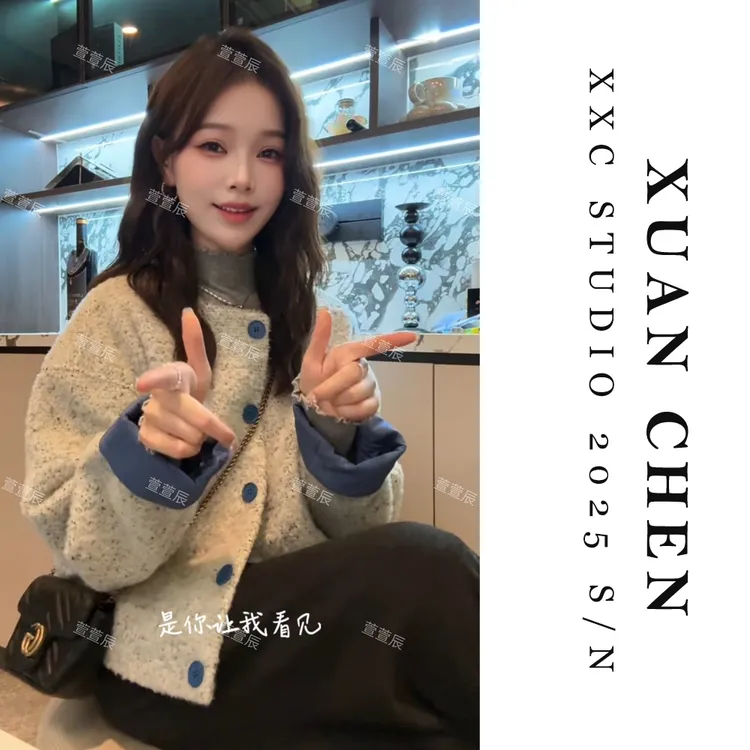 【蓝桥遗梦】大衣女秋冬高级外套设计感宽松洋气外穿羊毛呢外套8970