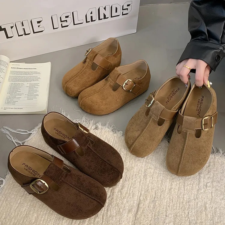 全包勃肯鞋女2025新款春秋单鞋软底一脚蹬博肯小众女鞋小个子增高