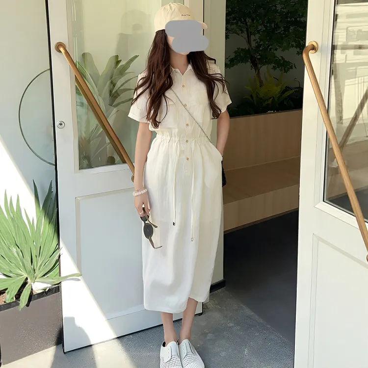 韩系氛围感抽绳裙子套装女夏季2025新款气质高级感显瘦老钱风套装