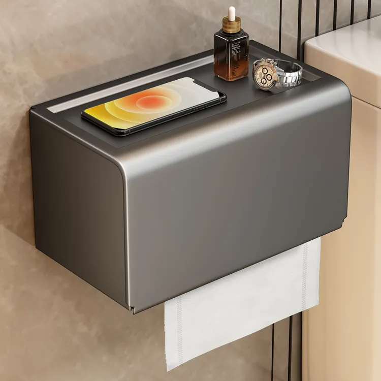 优勤太空铝擦手纸盒挂壁式厕所防水抽卷纸巾架免打孔卫生间厕纸盒