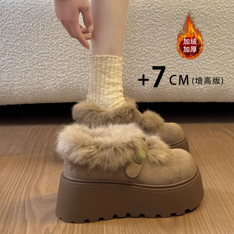 厚底增高巨好看雪地靴子女冬季加绒加厚保暖2025新款爆款勃肯棉鞋