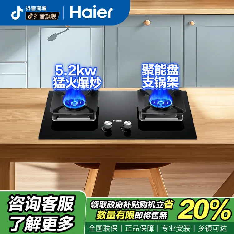 【国补20%】海尔天然气防风聚能猛火5.2KW灶具五重防爆熄火保护