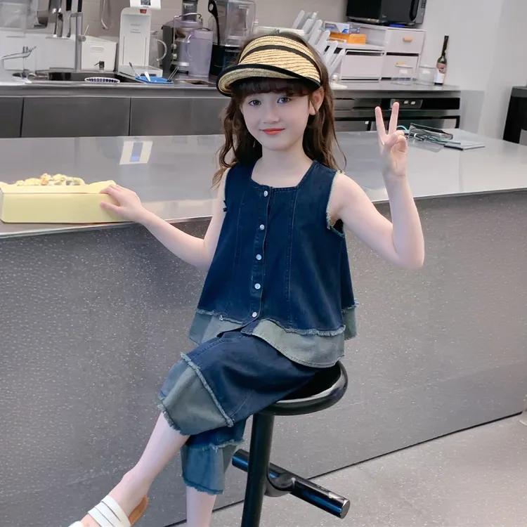 2025新款女童夏装套装儿童洋气时髦网红牛仔两件套夏季女孩超时尚