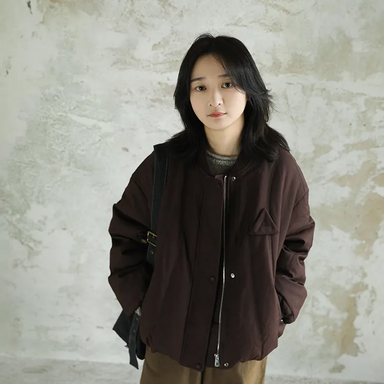 尘染·日本进口中空纱·轻薄短款羽绒服女2025冬季新款保暖鹅绒服