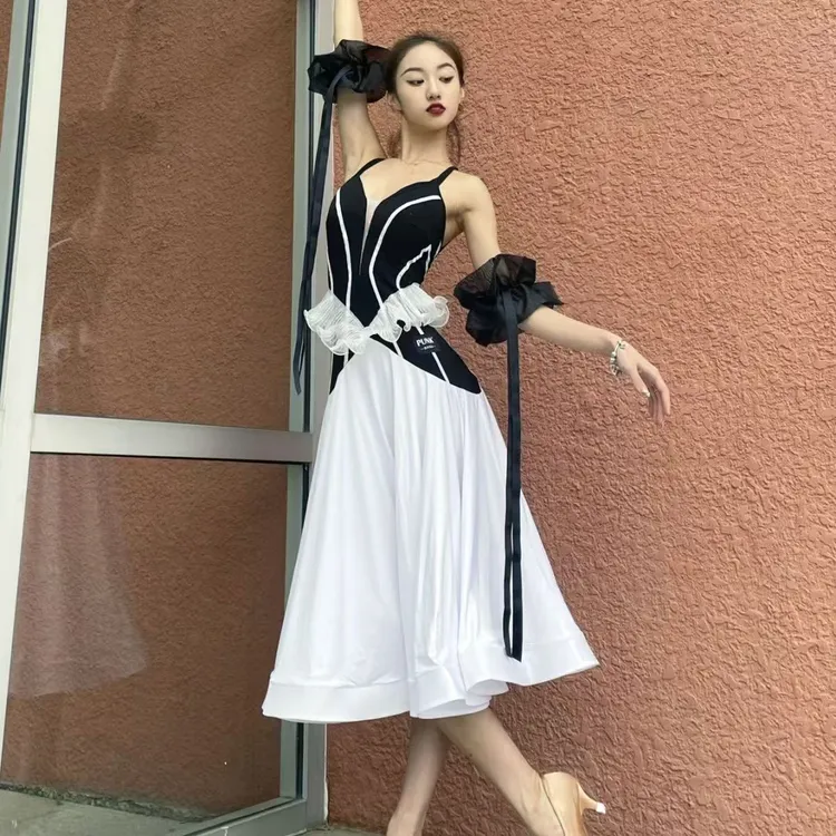 摩登服装洋气跳舞赛裙修身气质国标高档摩登舞新款女裙舞蹈服