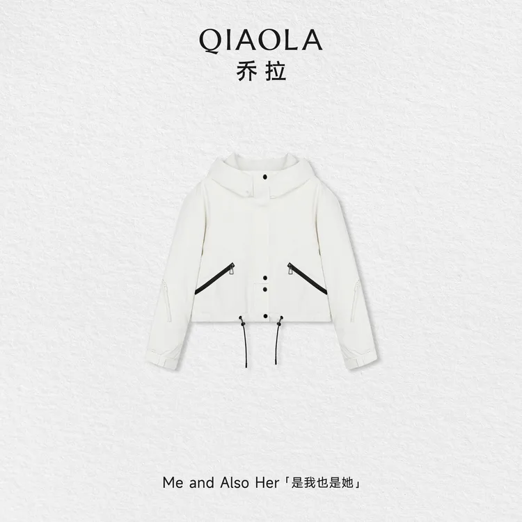 QIAOLA/乔拉【踏雪风行】秋冬鸭绒连帽设计时尚简约百搭羽绒服外套