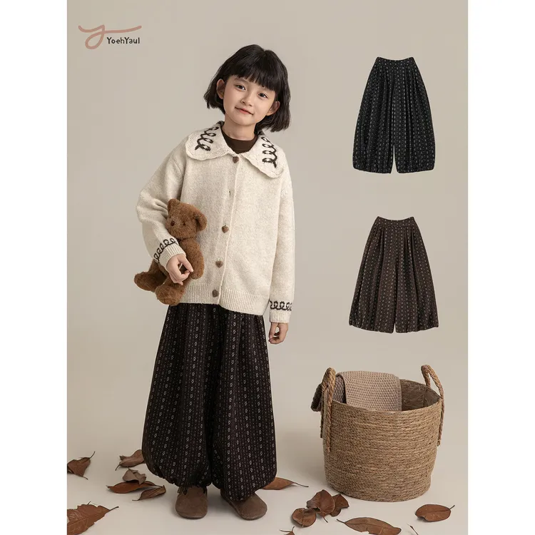 幼悠女童冬装时尚复古碎花裤子独特洋气时髦童装儿童休闲裤GD4497