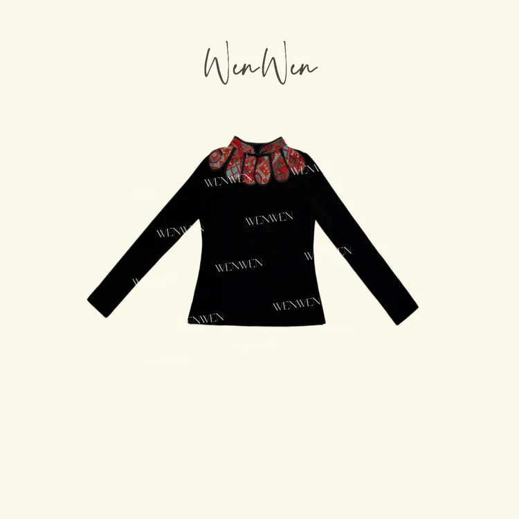 WENWEN-深圳原创【“东方格调”25秋冬时尚云香肩净版上衣】SY1190