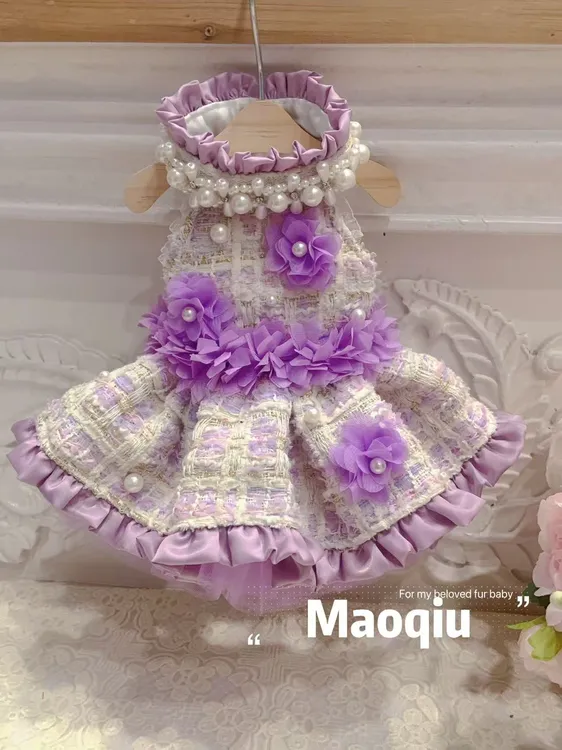 紫色小香狗狗公主裙姐妹装1手工定制无质量问题不退不换