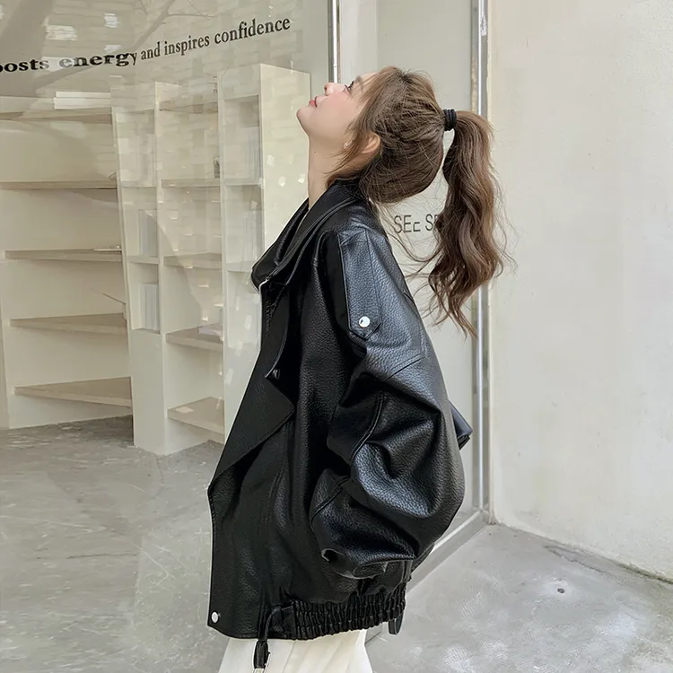 超好看又酷又飒黑色PU皮机车服2025春秋新款洋气设计感皮衣外套