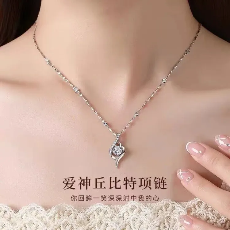 坠链均足银 999银丘比特项链女款轻奢锁骨链生日礼物情人节送女友