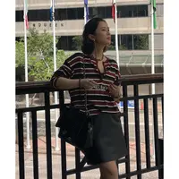 Y【叭哒不惑】羊毛圆领针织长袖条纹套头毛针织衫百搭上衣