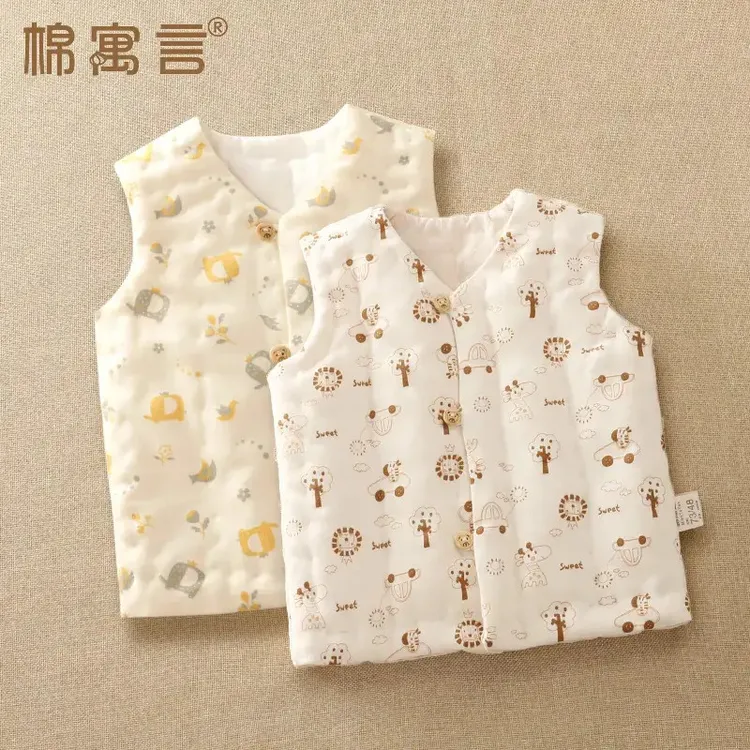 小孩加厚加棉坎肩宝宝纯棉马甲婴儿春季男女儿童手工秋冬背心棉花