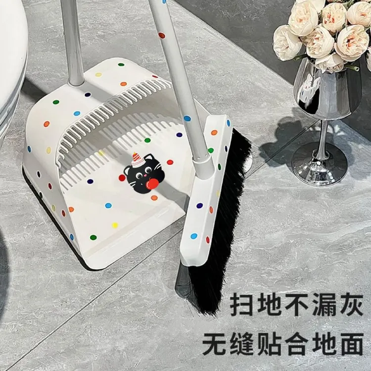 卡通猫波点带齿扫把簸箕套装组合家用新款扫帚刮水扫地不粘头发