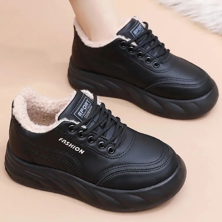 2025新款冬季妈妈棉鞋女加绒保暖棉靴厚底防滑舒适百搭休闲运动鞋