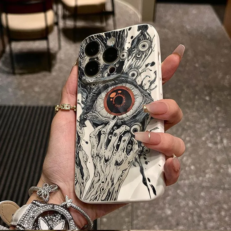 奥菲顿克苏鲁眼球适用iphone16/15promax褶皱苹果14手机壳13/12套