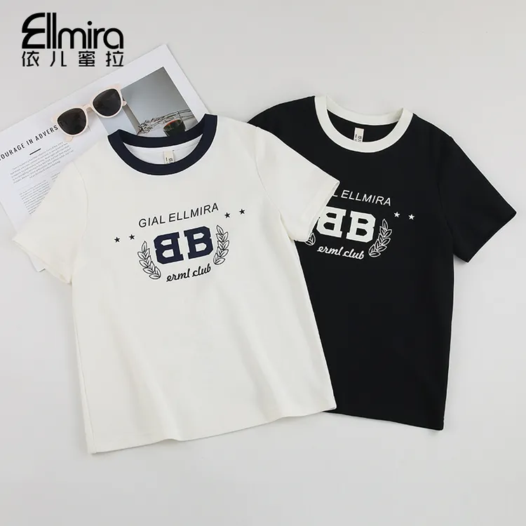 9186女童短袖t恤夏季儿童上衣圆领半袖宽松2025新款大童洋气薄潮