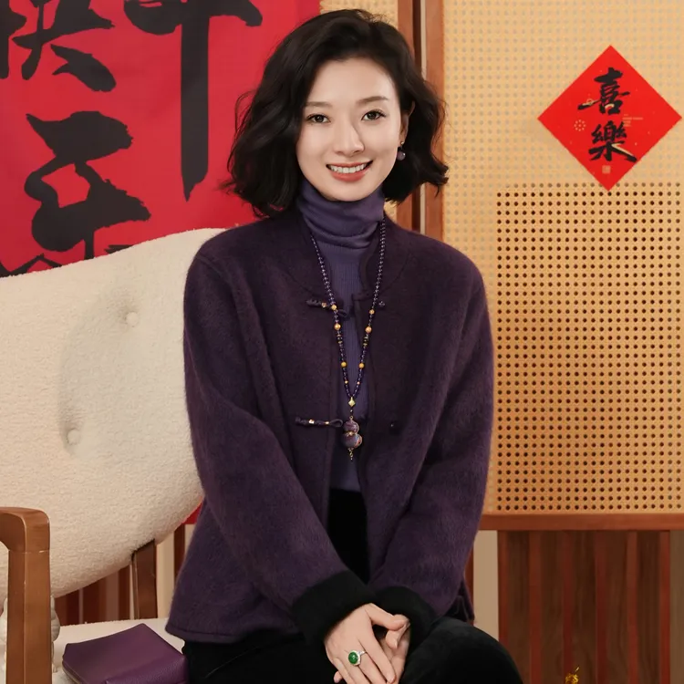 西子/新中式盘扣双面穿针织毛衫/MSTJ0911