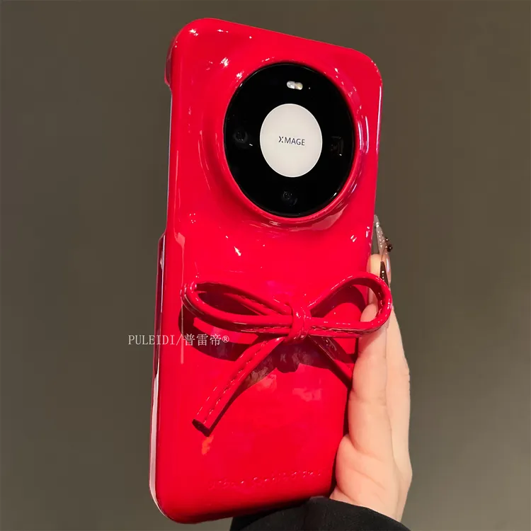 肥皂气囊中国红蝴蝶结适用华为mate80ProMax手机壳mate70pro+可爱