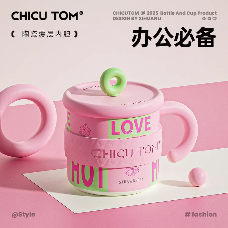 蔬菜保温马克杯女生高颜值办公室陶瓷内胆吨杯2025新款家用喝水杯