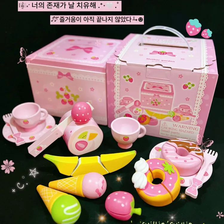 日式mother garden草莓下午茶套装仿真儿童切切乐蛋糕过家家玩具