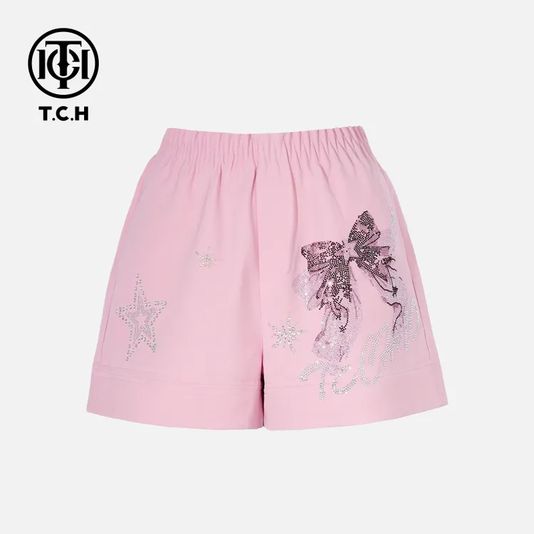 TCH私服烫钻工艺新时尚淑女百搭新潮流短裤女T75B21E5146轻奢tch