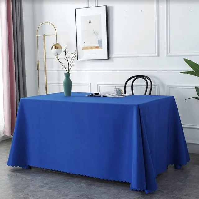 纯色会议桌布长方形办公活动加厚布艺宝蓝色定制桌套展会地推桌布