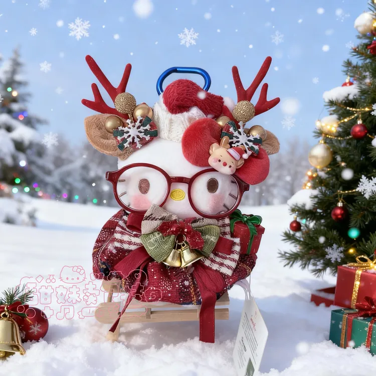 正版hellokitty圣诞节麋鹿雪橇kt包挂件书包包装饰送人生日礼物女