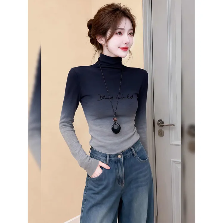 穿不腻！闭眼入！韩系独特高领德绒长袖T恤女秋冬新款时尚百搭上衣