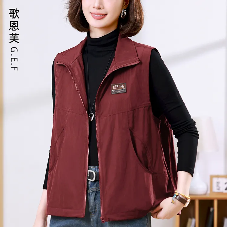 休闲马甲外搭女春秋薄款2025新款小个子早秋外穿时尚妈妈马夹坎肩