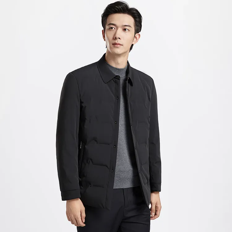 冬季高端男士行政风翻领羽绒服男装中年商务休闲抗皱保暖外套2025