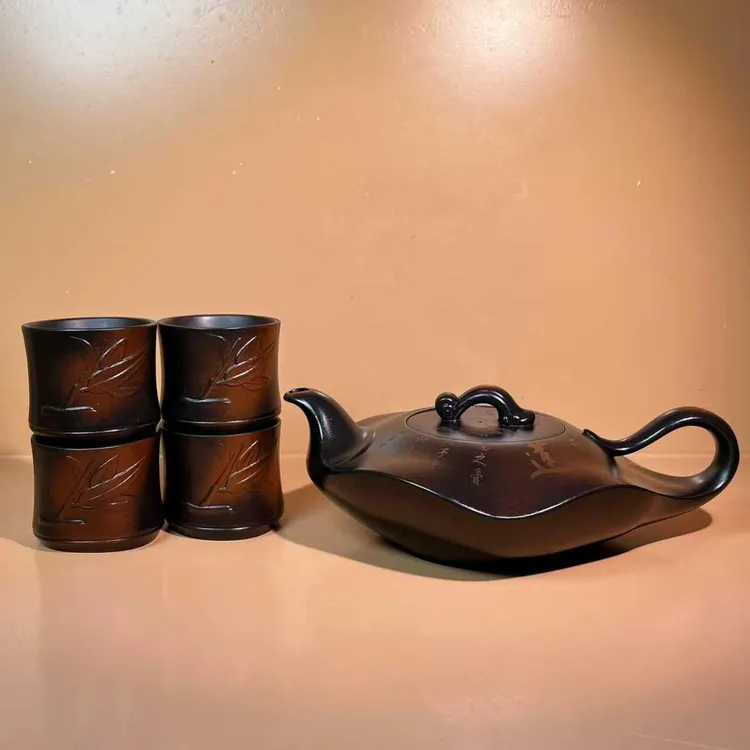 【节日性价比套装】紫陶水云间爱莲壶家用手工茶壶家用复古紫砂壶商品图