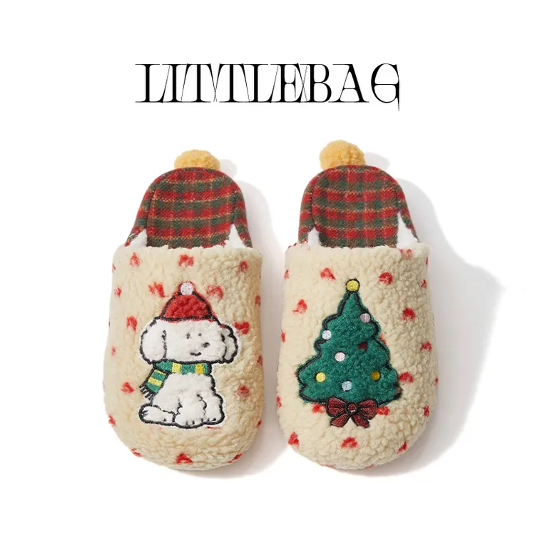 【qianqian】XX同款chao绝圣诞氛围感亲子盆底拖巨舒服棉拖鞋