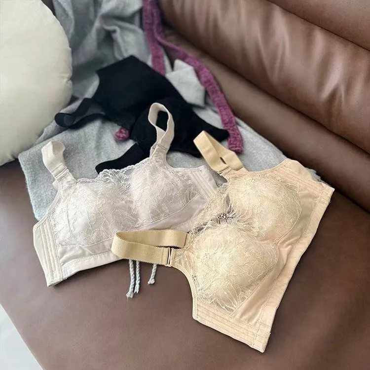 调整型全罩杯显平显瘦大胸显小内衣DEF大码，四排扣纯棉杯