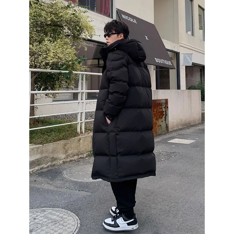 95白鸭绒羽绒服男女2025新款大码超长款情侣过膝加厚连帽宽松外套