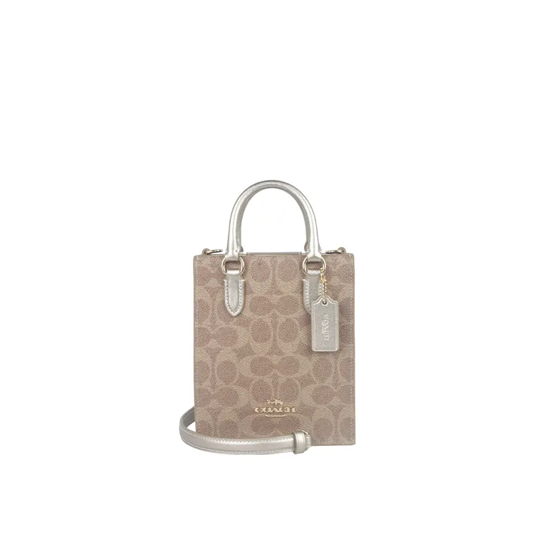 COACH 奥莱款女士PVC配皮单肩斜挎手提包