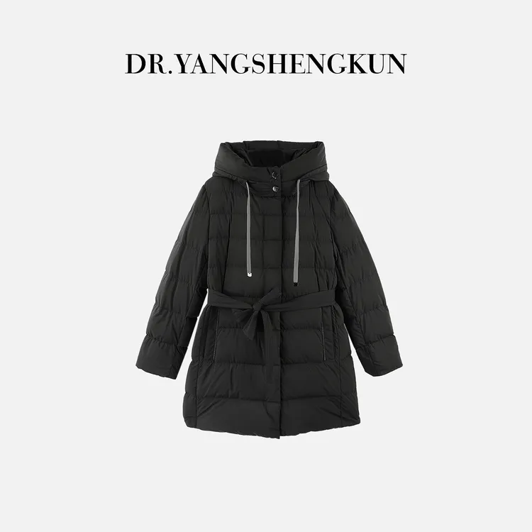 杨圣坤2025冬季新品天丝小羊绒90鹅绒连帽修身羽绒服TR2510216
