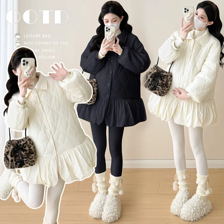 孕妇冬装2025新款冬季外穿时尚洋气减龄加厚保暖舒适娃娃领外套女