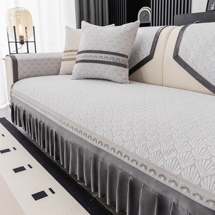 【贝汐云锦】四季通用雪尼尔防滑沙发垫靠背巾厂家简约轻奢设计高级