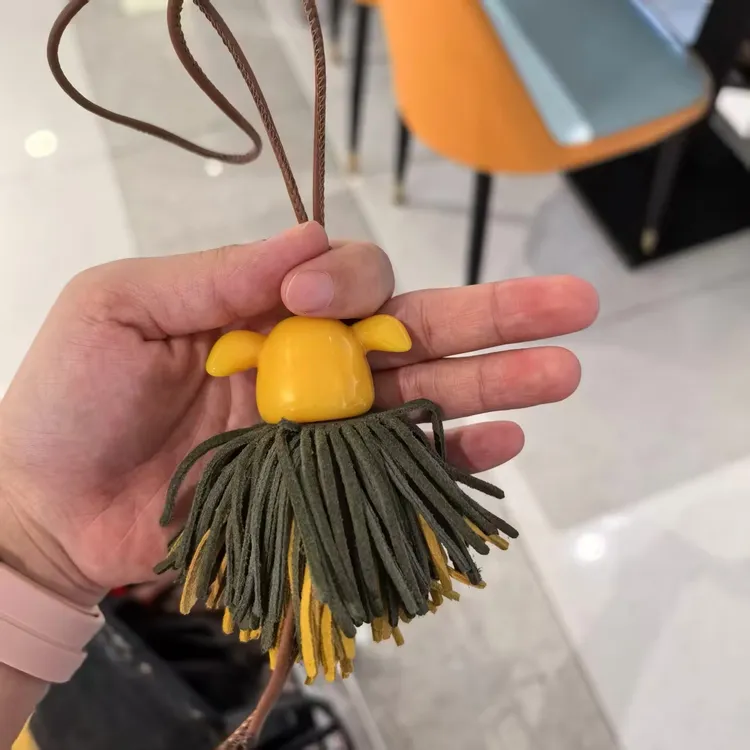 YUSHA/高档黄色小罗流苏挂件