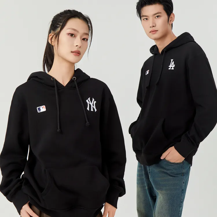 美版职棒卫衣帽衫连帽卫衣加绒面料刺绣NY/LA款男女款美版47brand
