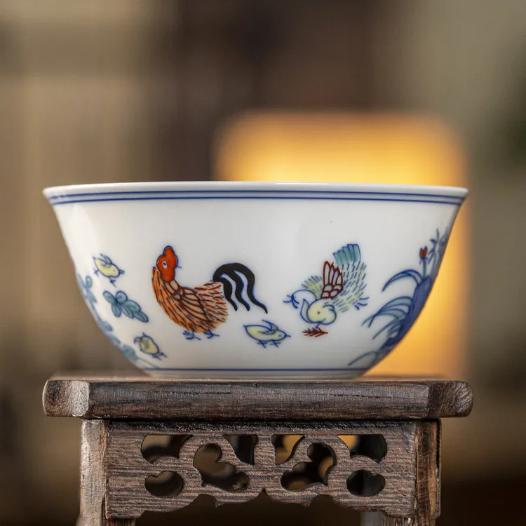 窑哥定制——斗彩鸡缸杯