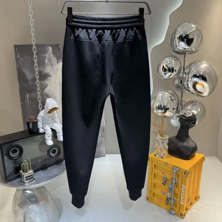 秋冬加厚加绒针织束脚休闲裤男高弹修身纯色百搭保暖运动风卫裤男