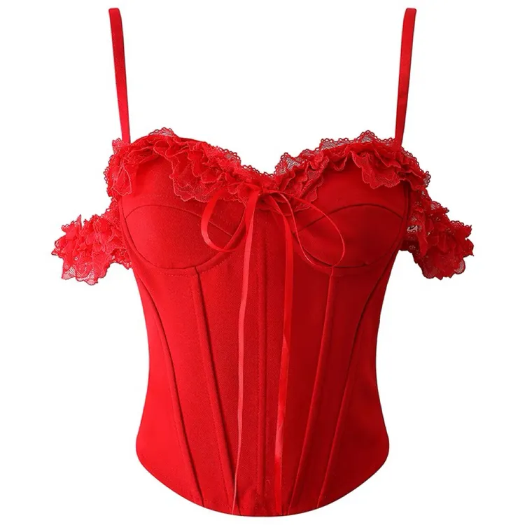 少女风修身型欧美风通勤背心吊带打底日系宫廷风