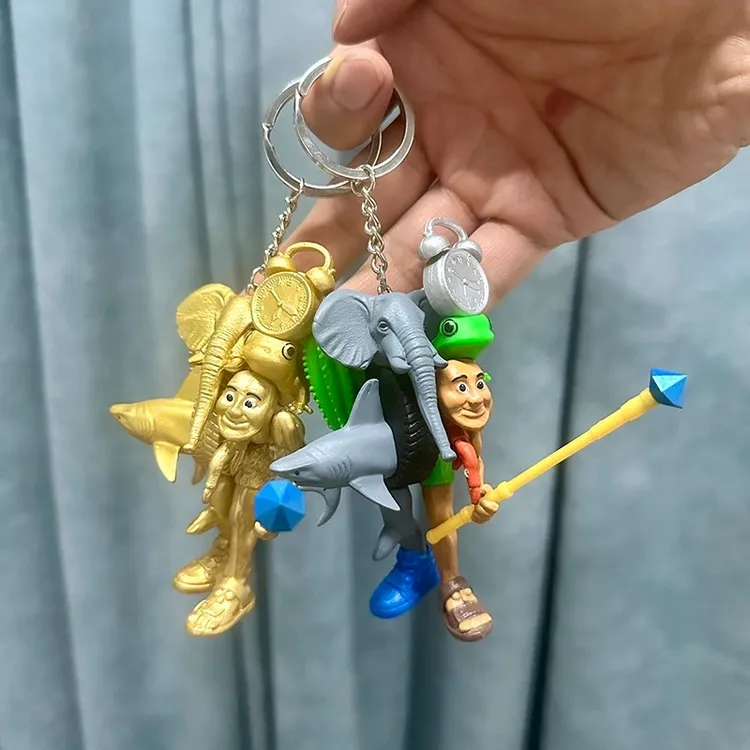 融合版外国山海经挂件木棍人轮胎蛙大象合体公仔挂饰五帝王钥匙扣