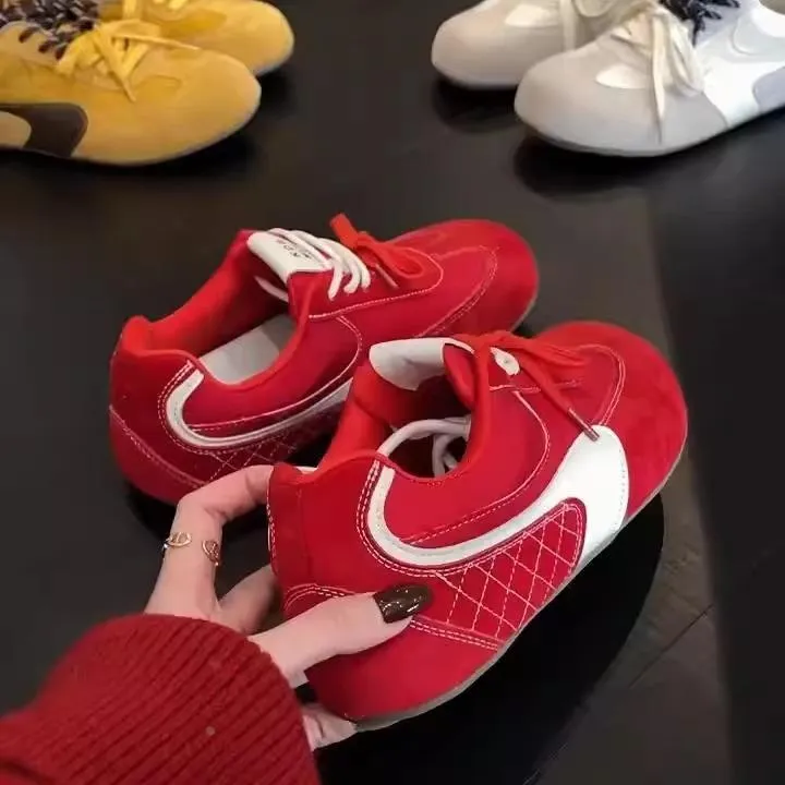 氛围感德训鞋女正品春季新款内增高软底芒果头丑萌休闲运动阿甘鞋