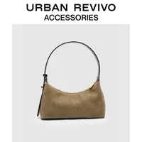 URBAN REVIVO2025冬季新款女士复古反绒月牙单肩包UAWB50235